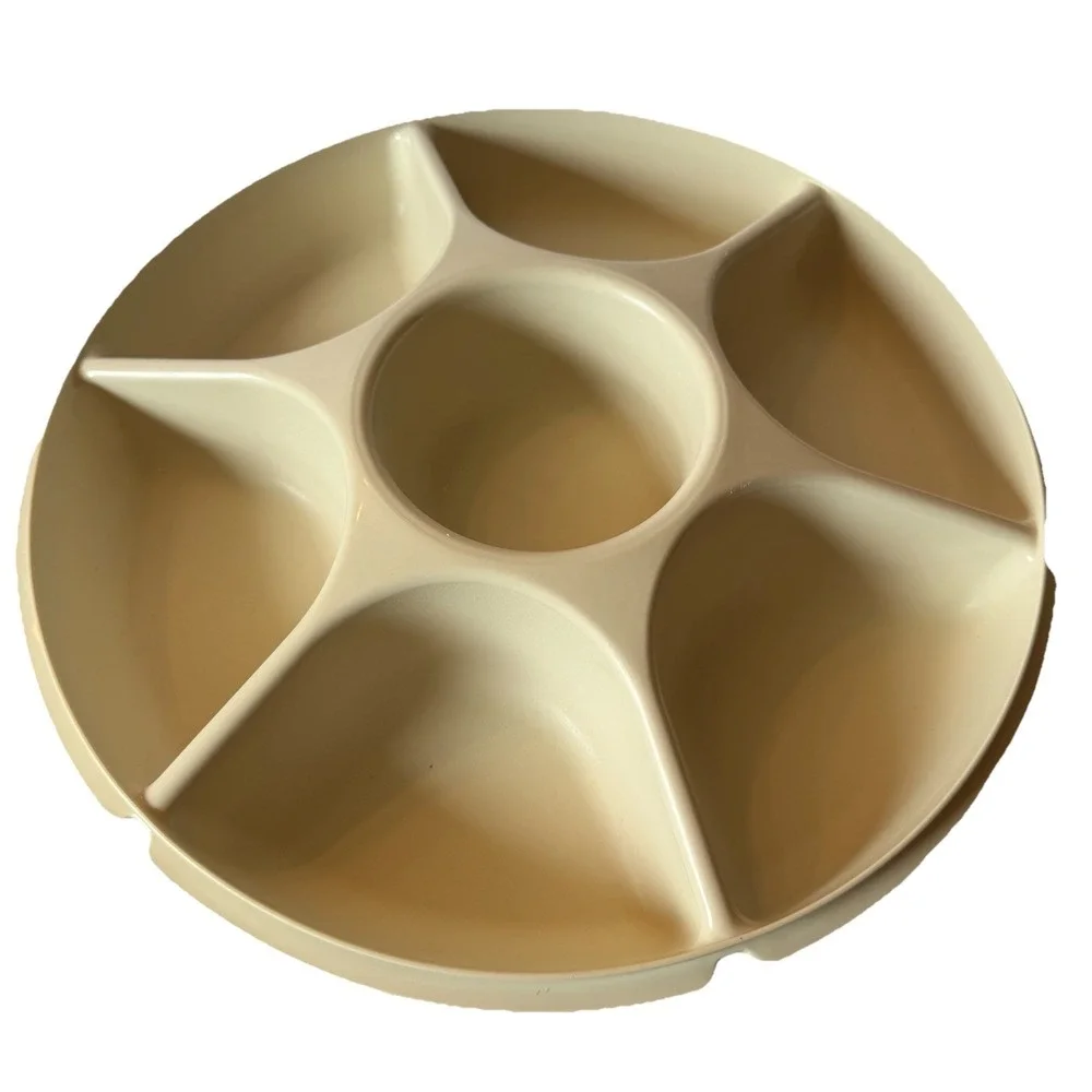 Vintage Tupperware Divided Veggie Fruit Dip Serving Tray 1665-2 w/lid, bowl/lid‎